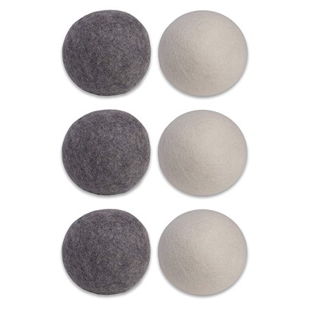 Contemporary Home Living Set of 6 Black and White Spherical Wool Dryer Balls 3"