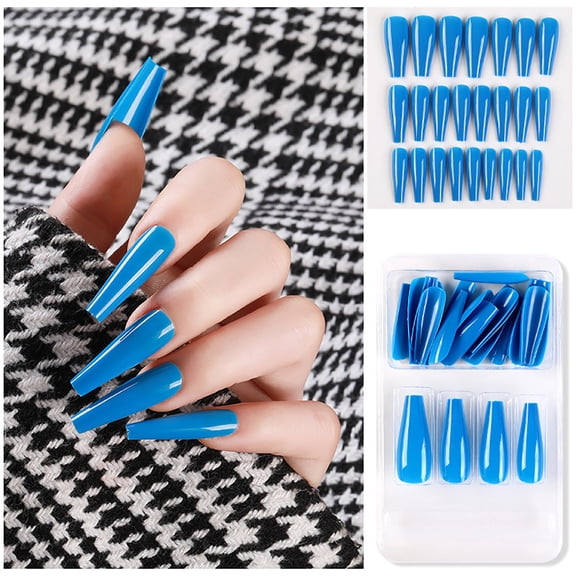 Europe And America Style Full Coverage Nails For Women 24 Long False Nail Set Includes Strong Glue