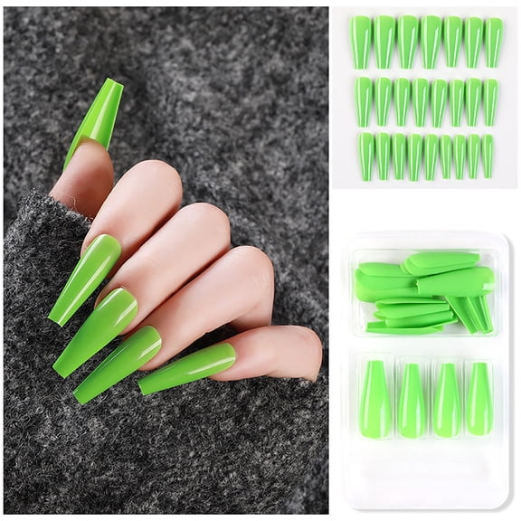 Europe And America Style Full Coverage Nails For Women 24 Long False Nails With Glue Included