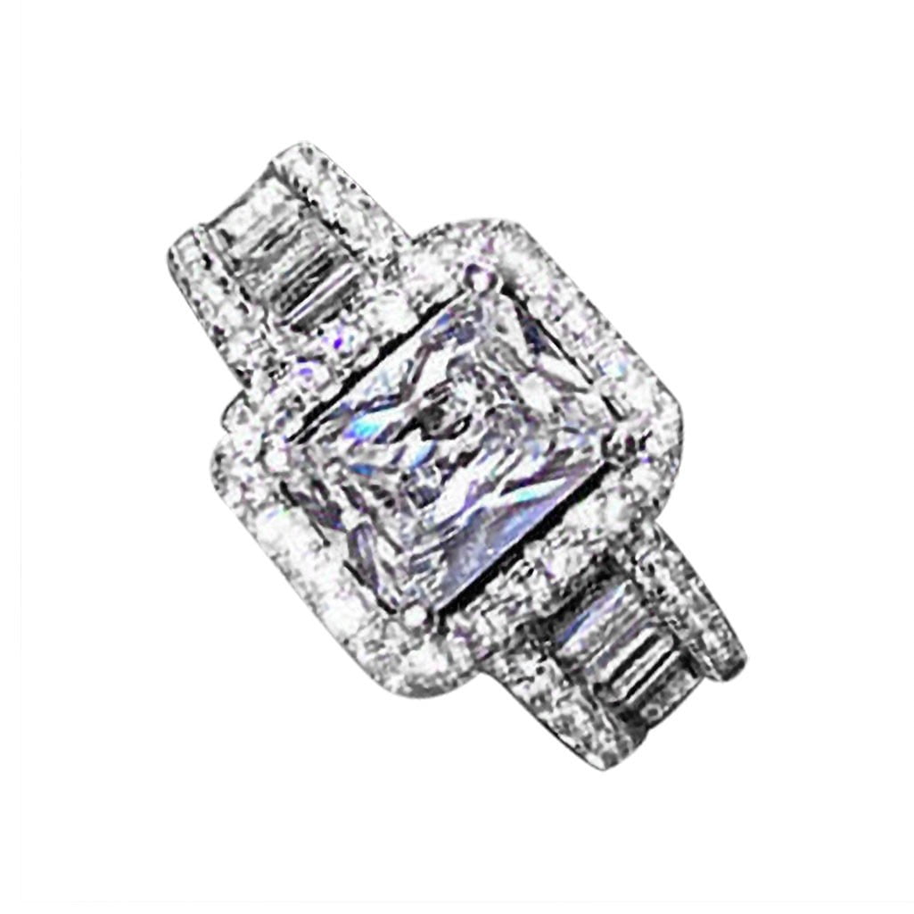 Europe And The United States Square Diamond S925 Silver Ring Fashion