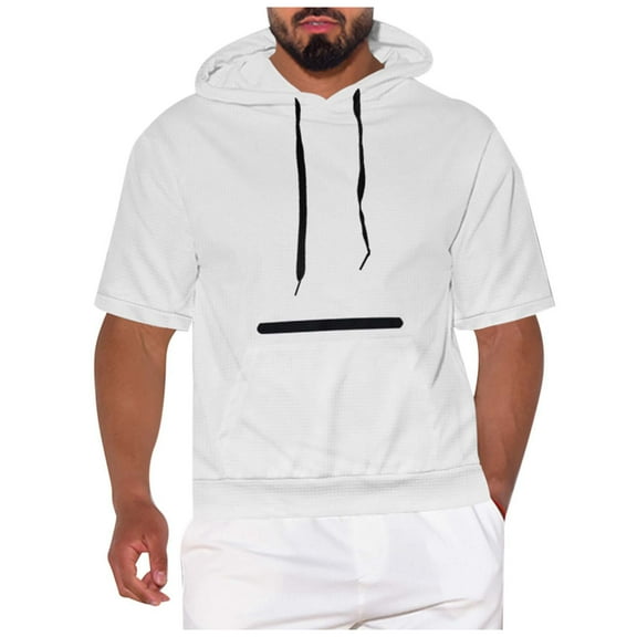 Europe And The United States Summer New Men's Casual Hooded Short Sleeved T Shirt Solid Color Men's Top Heavy Shirt