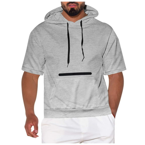 Europe And The United States Summer New Men's Casual Hooded Short Sleeved T Shirt Solid Color Men's Top Heavy Shirt