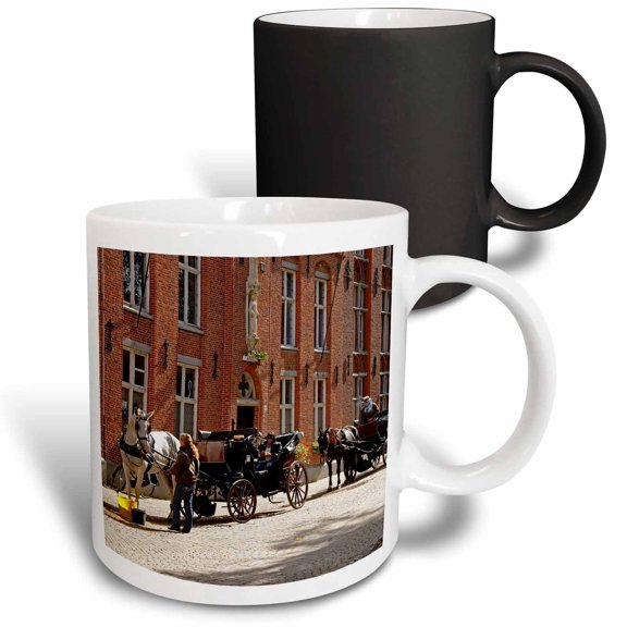 3drose, Europe, Belgium, Bruges. Horse-drawn Carriage - Eu04 Kwi0016 - Kymri Wilt, 11oz Magic Transforming Mug