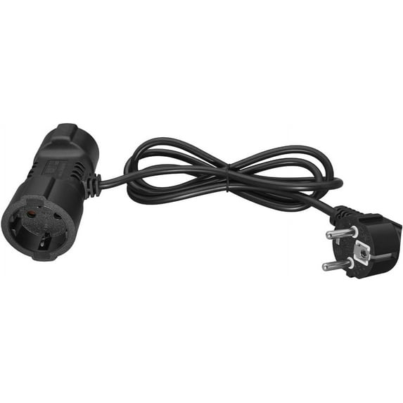 Europe CEE7/7 Schuko 1 to 2 Outlet Power Cord Splitter Extension Cord,T-Shaped 1-to-2 Power Cord Euro Schuko Plug CEE7/7 Male to 2X Schuko Socket Female Y Splitter Cord (Black, 5ft/1.5m)