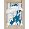 thumbnail image 1 of Europe Duvet Cover Set Twin Size, European Union Map with the States Excluding United Kingdom Stars, Decorative 2 Piece Bedding Set with 1 Pillow Sham, Blue Grey Mustard and White, by Ambesonne, 1 of 3
