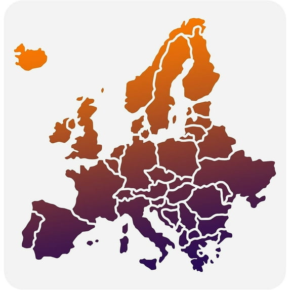 Europe Map Stencil 11.8x11.8 inch Hollow Out United Kingdom Germany France Italy Spain Map Drawing Stencil Reusable Europe Travel Place Map Craft Stencil for Photo Album Wall Paper