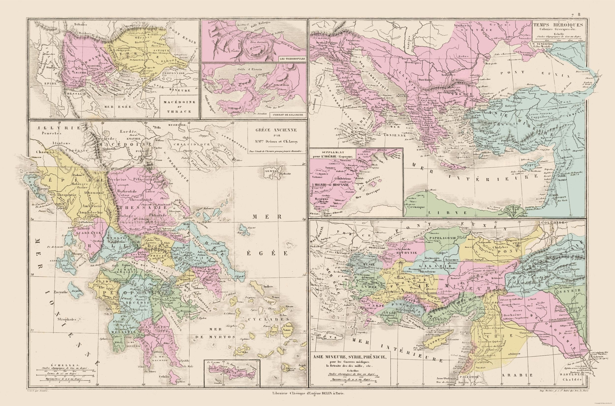 Historic Map Europe Middle East Drioux 1882 34 81 x 23 Vintage Historic Map Europe Middle East Drioux 1882 34 81 x 23 Vintage
