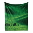 thumbnail image 1 of Europe Soft Flannel Fleece Blanket, Rolling Sunny Hills with Meadow Fields and Trees Southern Moravia, Czech Republic Print, Cozy Plush for Indoor and Outdoor Use, 70" x 90", Emerald, by Ambesonne, 1 of 5