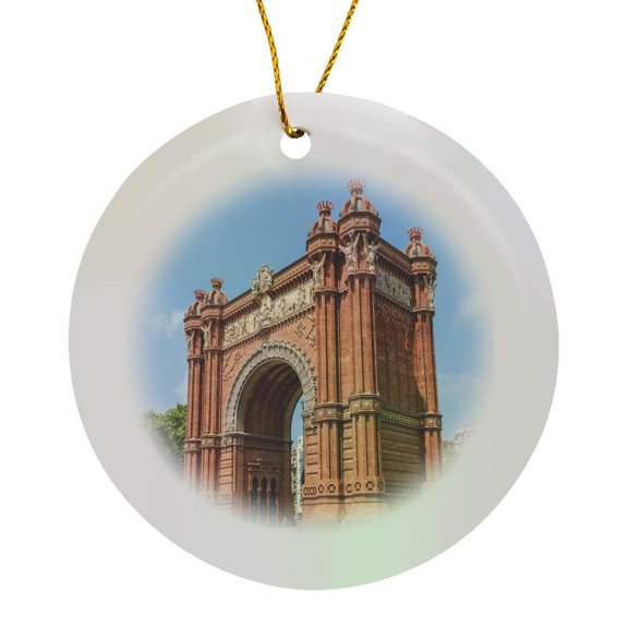 3drose, Europe, Spain, Barcelona, Arc De Triomf, Circle Porcelain Ornament