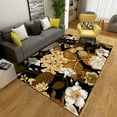 Europe Style Black Floral Carpet for Modern Living Room 3D Flower