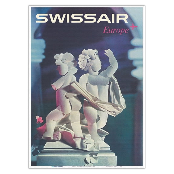 Europe - Swissair - Vintage Airline Travel Poster by Nikolaus Schwabe c.1961 - Master Art Print 10in x 14in