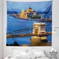 thumbnail image 1 of Europe Tapestry, River of Budapest at the Evening Tranquil Bridge Hungarian Culture Heritage, Fabric Wall Hanging Decor for Bedroom Living Room Dorm, 5 Sizes, Multicolor, by Ambesonne, 1 of 1