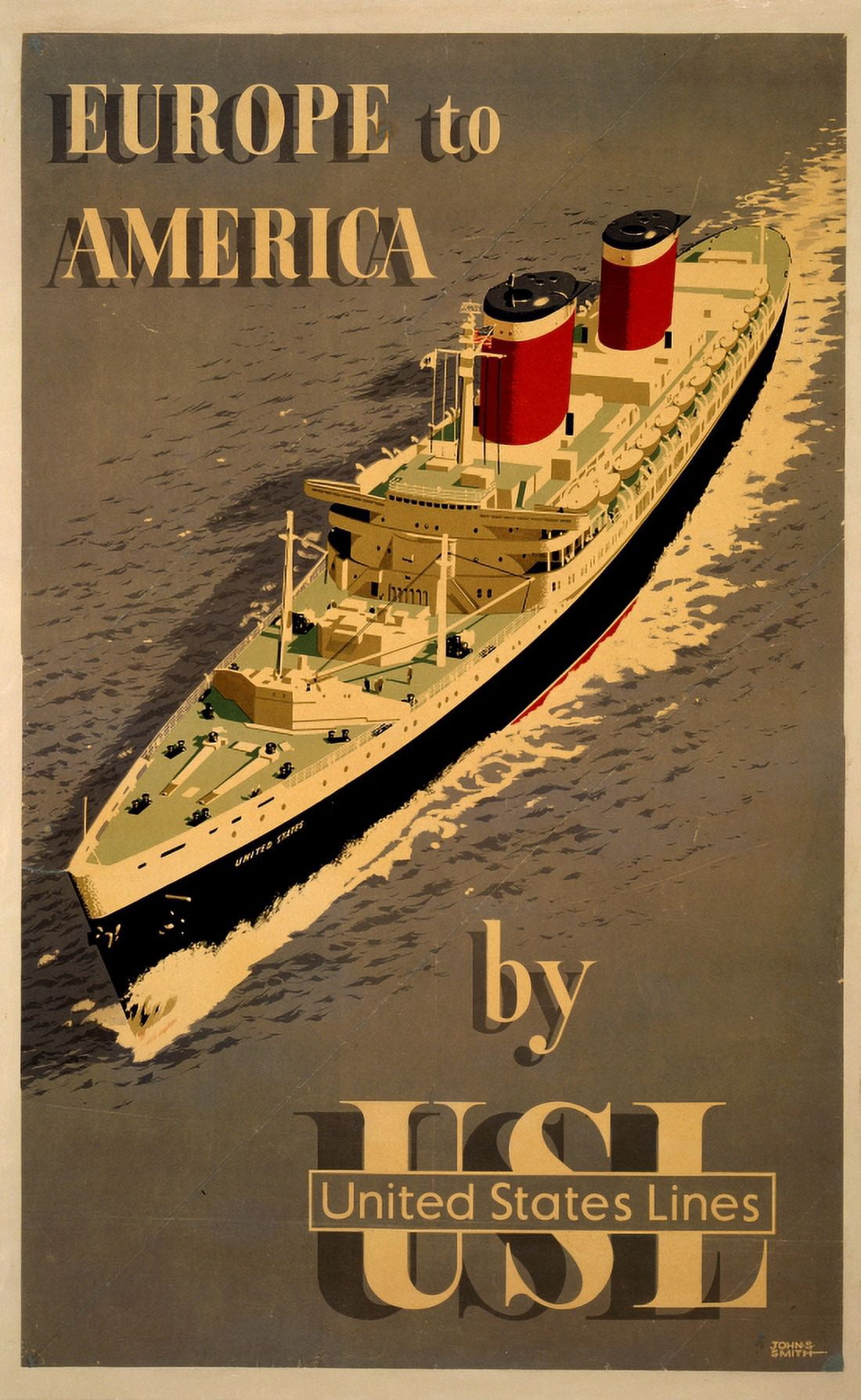 Europe To America By USL Vintage Travel Canvas Art - (18 x 24)