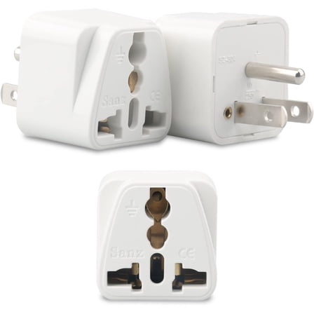 Europe to US Plug Adapter, 3 Pack UK to US Plug Adapter, India to US Plug Adapter, Universal Travel Adapter for USA, Europe Australia UK Italy to American Outlet Adapter-Type B