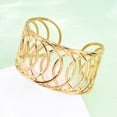 thumbnail image 1 of Europe and America Style 304 Stainless Steel Cuff Bangles for Women Hollow Golden 1-1/4 inch(3.2cm) Inner Diameter: 1-7/8 inch(4.9cm) DIY, 1 of 5
