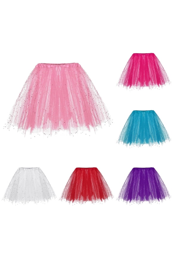 Europe and The States Three Layer Tutu Skirt Adult Half Shaggy Skirt Highlights Glitter Summer Skirts for Women One Size