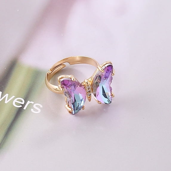Europe and the United States new gradual change butterfly ring women, personality trend INS women ring, fashion temperament jewelry R16