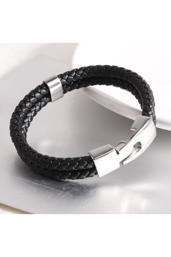 European American Simple Versatile Men's Double Layer Leather Rope Hooks Bracelet Women
