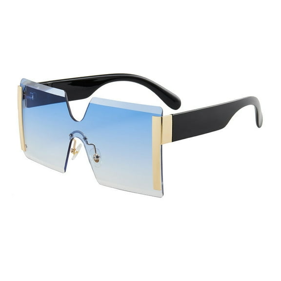 European American Style Frameless Sunglasses, UV400 Protection, 99% Visible Light Transmittance, PC Lenses, Plastic + Metal Frame