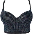 thumbnail image 1 of European and American new style camisole with spaghetti straps, sexy deep V diamond-encrusted chest-wrapped women's short versatile bottoming tube top - Color - L, 1 of 5