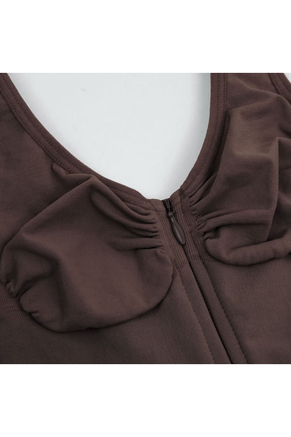 European and American seamless tummy control and butt-lifting shapewear bodysuit, tight-fitting body-shaping jumpsuit with zipper, women's five-point pants style