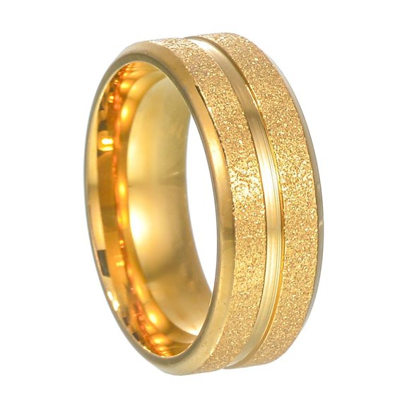 European And American Electroplated Placer Gold Jewelry 8mm Stainless Steel Ring