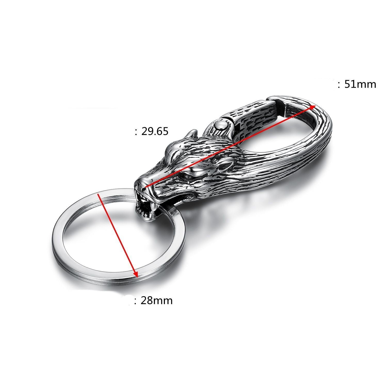 Wolf Head Keychain Stainless Steel Key Chain Fashion Lock Key European American Key Ring for Men and Women Car Key
