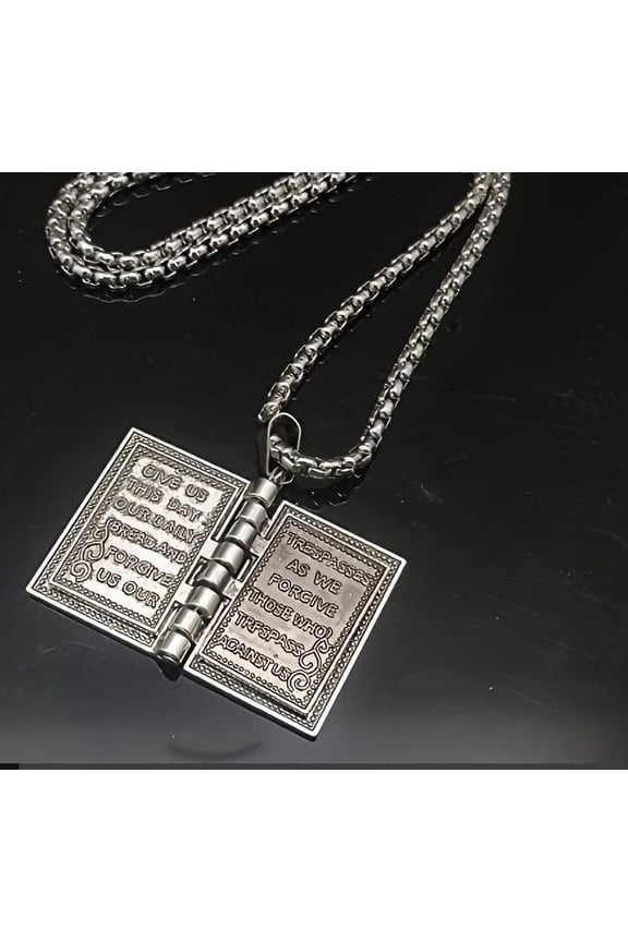 European And American Gothic Style Flip Able Bible Book Cross Necklace
