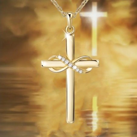 European And American Infinite Symbol 8-word Zircon Pendant Cross Ladies' Pendant With Card