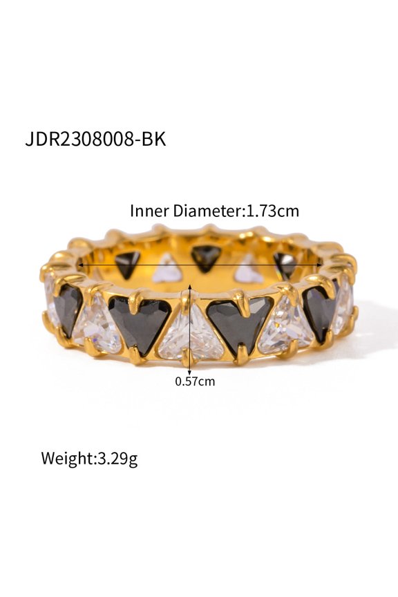 Womens Stainless Steel Ring with Triangle Zircon Geometric Circle Design Fashion Jewelry Statement Ring Elegant Ring