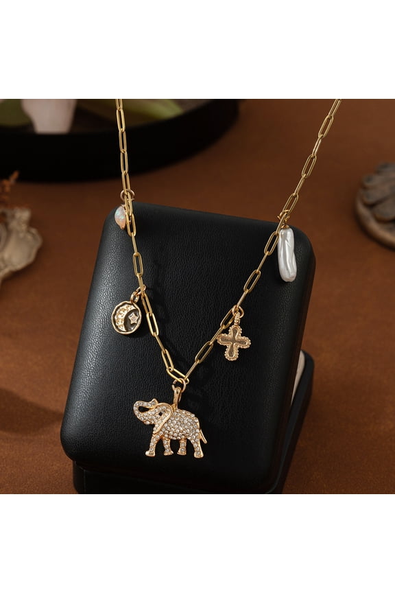 European And American New Animal Pendant Tai Chi Cross Pearl Necklace