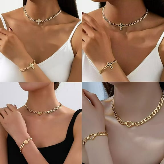 European And American Ornament Minority Fashion Trendy Cross Necklace Bracelet