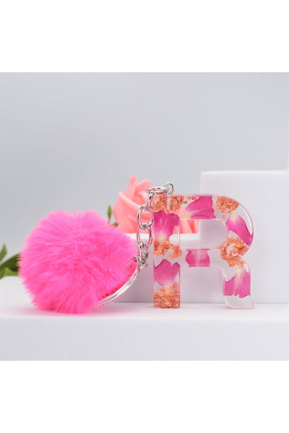 Resin Initial Keychain for Women and Girls Bag Pendants A to Z English Alphabet Letter Keyrings with Drip Glue Korean