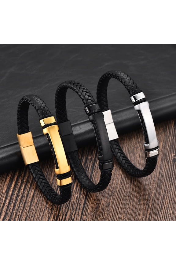 European And American Popular Simplicity Men's Weaving Leather Bracelet