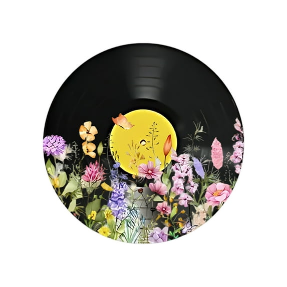 European And American Round Retro Records, Art Acoustic Panels, Wall Decorations, Flower Art Decor Sound Absorbing Panels for Studio Home Office