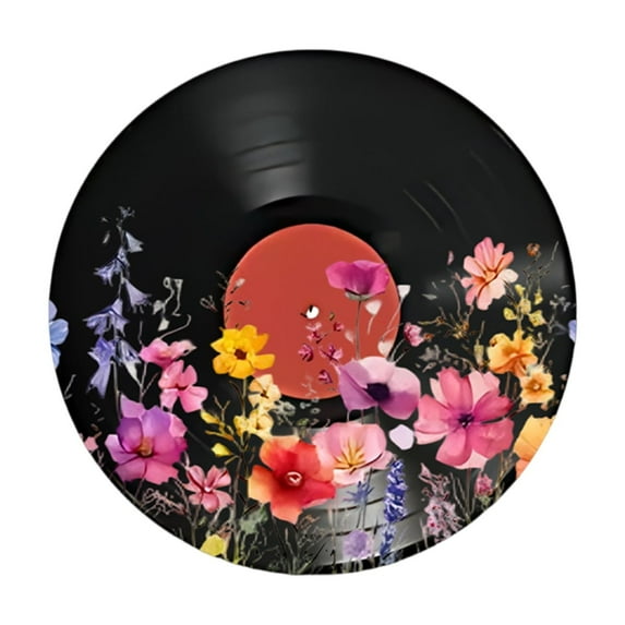 European And American Round Retro Records, Art Acoustic Panels, Wall Decorations, Flower Art Decor Sound Absorbing Panels for Studio Home Office