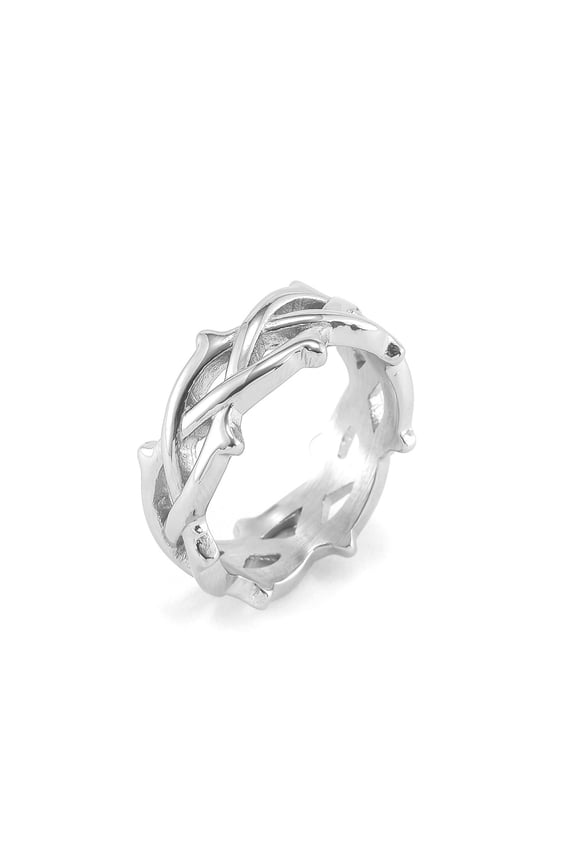 European And American Simple New Titanium Steel Fish Shaped Braided Ring