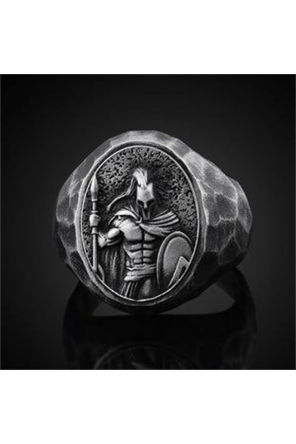 European And American Style Domineering Men's Ring Nostalgic Warrior Oval Trend Ring