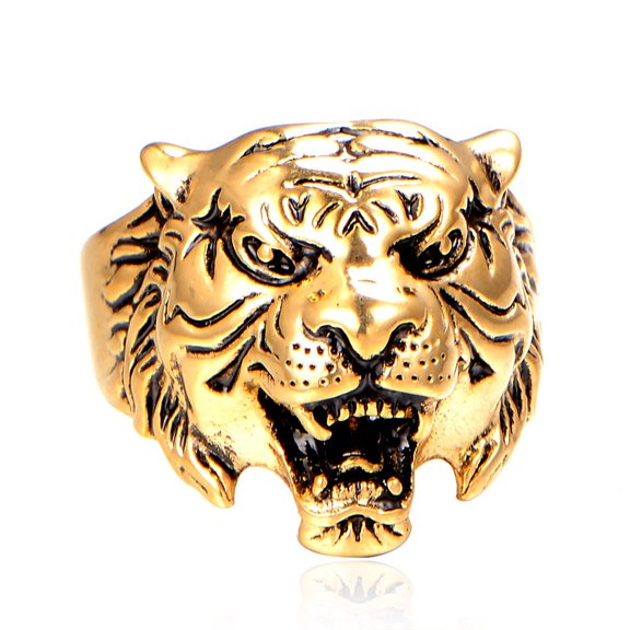 Metal Animal Ring Domineering Tiger Head Ring Electroplated Ring for Men and Women European and American Design
