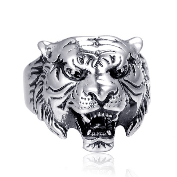 Metal Animal Ring Domineering Tiger Head Ring Electroplated Ring for Men and Women European and American Design