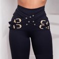 thumbnail image 1 of European And American Waist Metallic Belt Decorative High Waist High Elastic Tight Skinny Pants, 1 of 5
