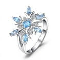 thumbnail image 1 of Womens Elegant Ring with Floral Snowflake Design Light Blue Zircon Stone Electroplated Metal Ring Perfect for Wedding Jewelry Individually Packed, 1 of 5