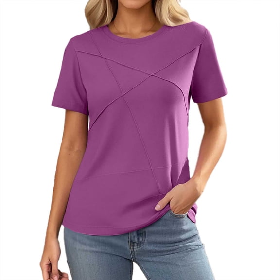 European And Women's Summer Business Casual Pleated Round Neck Short Sleeved Shirt