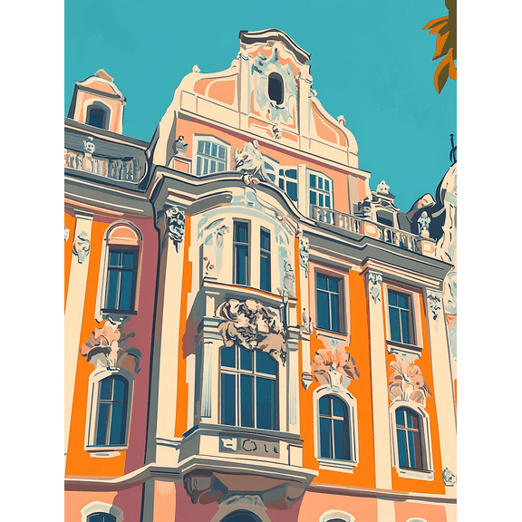 European Architecture Building Canvas Wall Art Suitable for Living Room Bedroom Dining Room Office Hotel Decoration