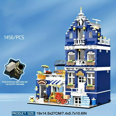 European Architecture Modular Building Block Sets, Architecture Model Kits For Adults, ABS Material, Mixed Color, City Street Landscape Assembly Architecture Building Set