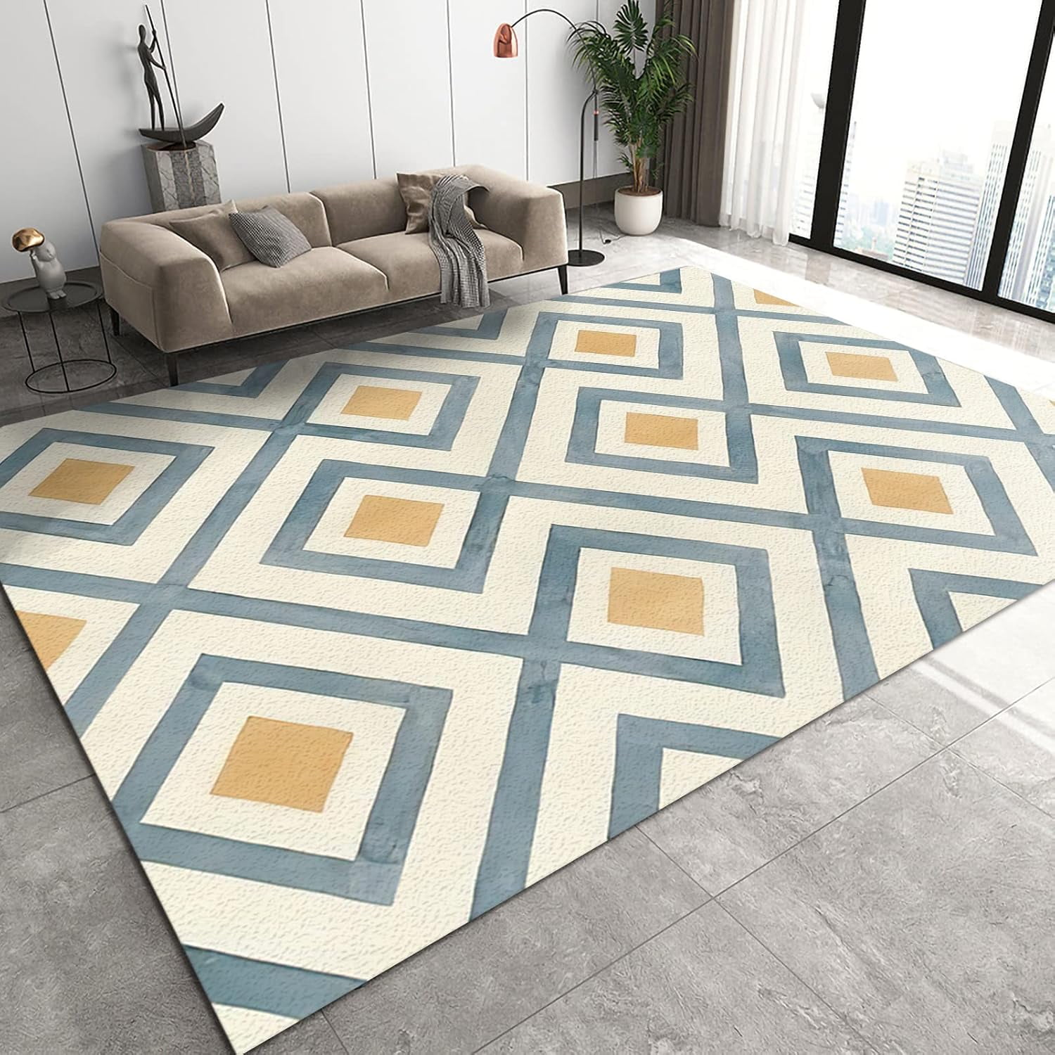 European Bohemian Art Area Rugs, 2x3ft Small Gray and White Cross Lines ...