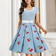thumbnail image 1 of European And Border Stitching Printed V Neck Short Sleeved Waistband Vintage Dress Tutu Date Dress for Women Tie Waist Dress Women Casual Dresses for Summer Dresses for Women Party Casual Woman Summer, 1 of 4