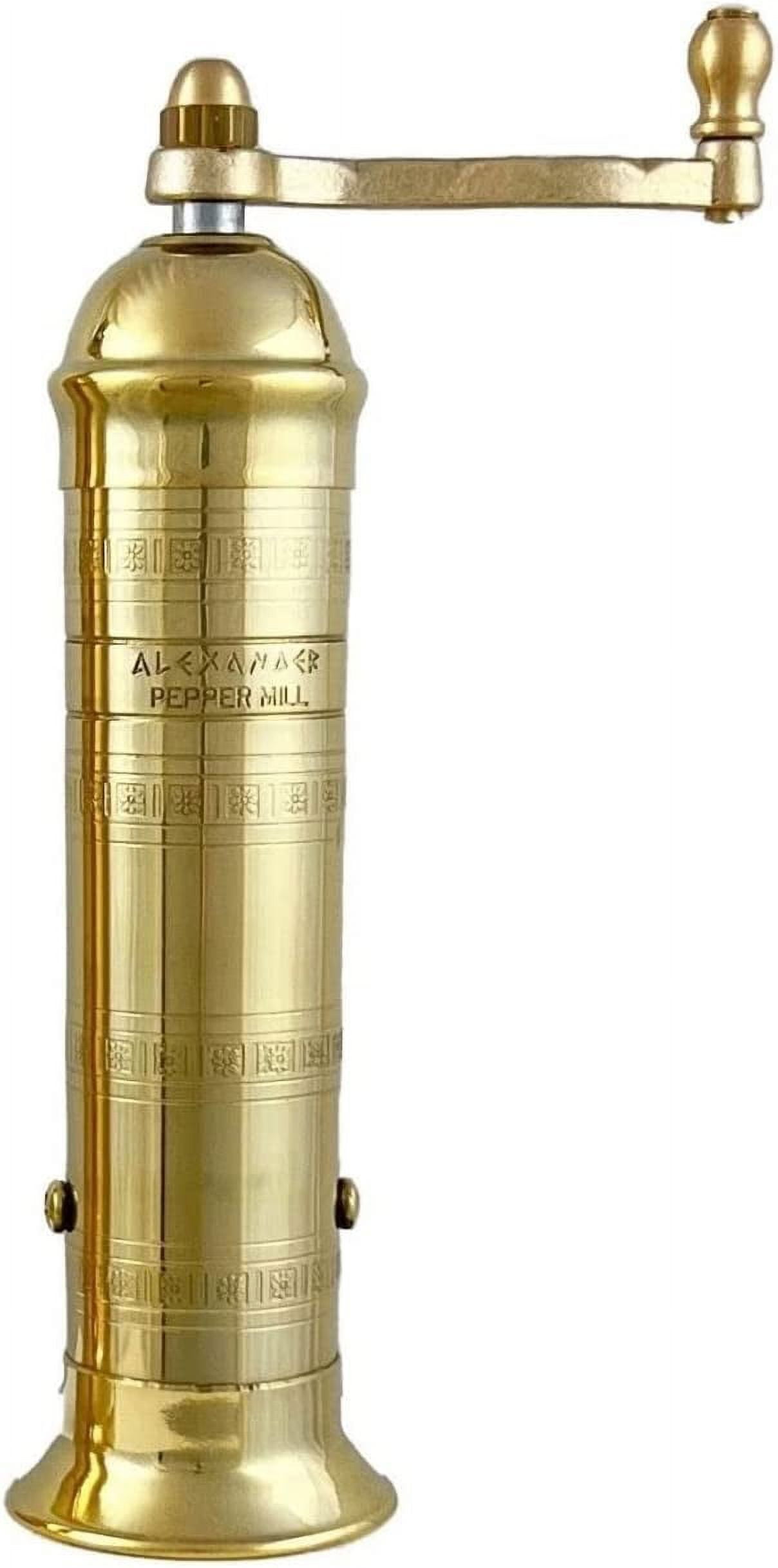 European Brass 8" Pepper Mill Handcrafted Manuel Brass Pepper Spice