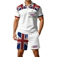 thumbnail image 1 of European British Flag Design Men's Short Sleeve Shirt and Shorts Two Piece Set for Casual Business Loose Fit Comfort, 1 of 6