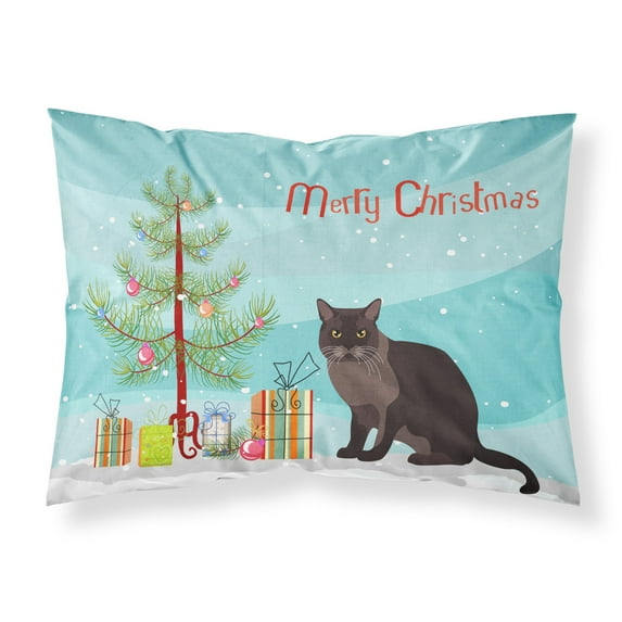 European Burmese Cat Merry Christmas Fabric Standard Pillowcase